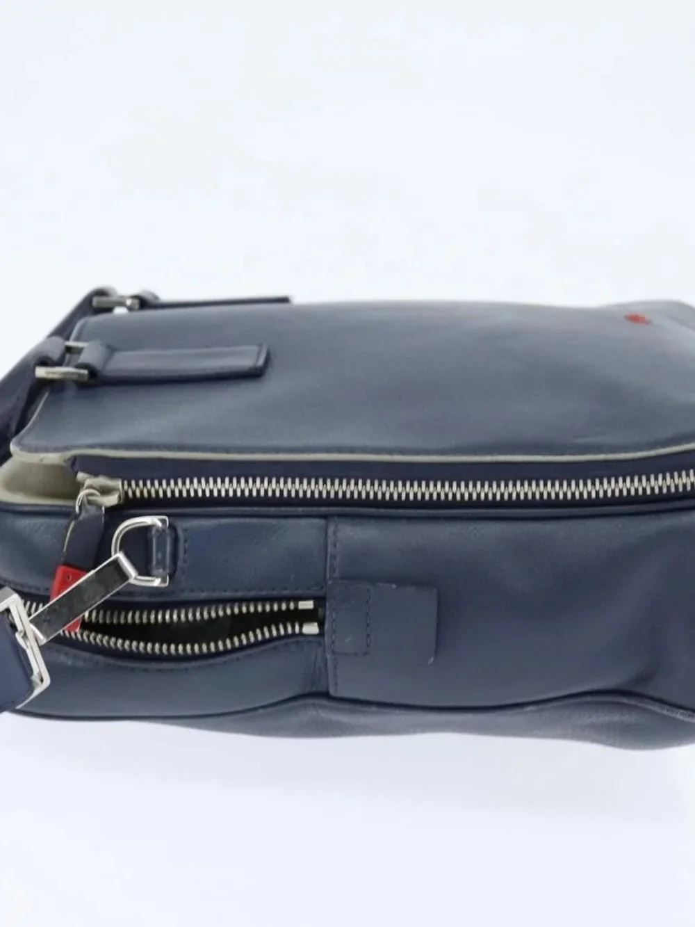 Christian Dior Business Bag Leather 2ways Navy Silver